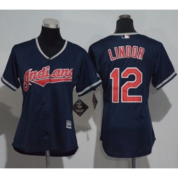 indians #12 Francisco Lindor Navy Blue Women's Alternate Stitched MLB Jersey indians #12 Francisco Lindor Navy Blue Women's Alternate Stitched MLB Jersey