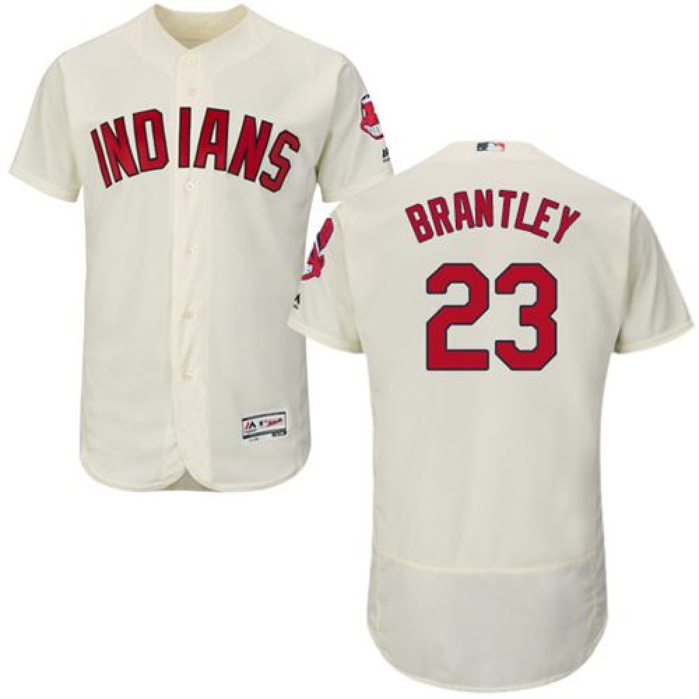 indians #23 Michael Brantley Cream Flexbase Authentic Collection Stitched MLB Jersey