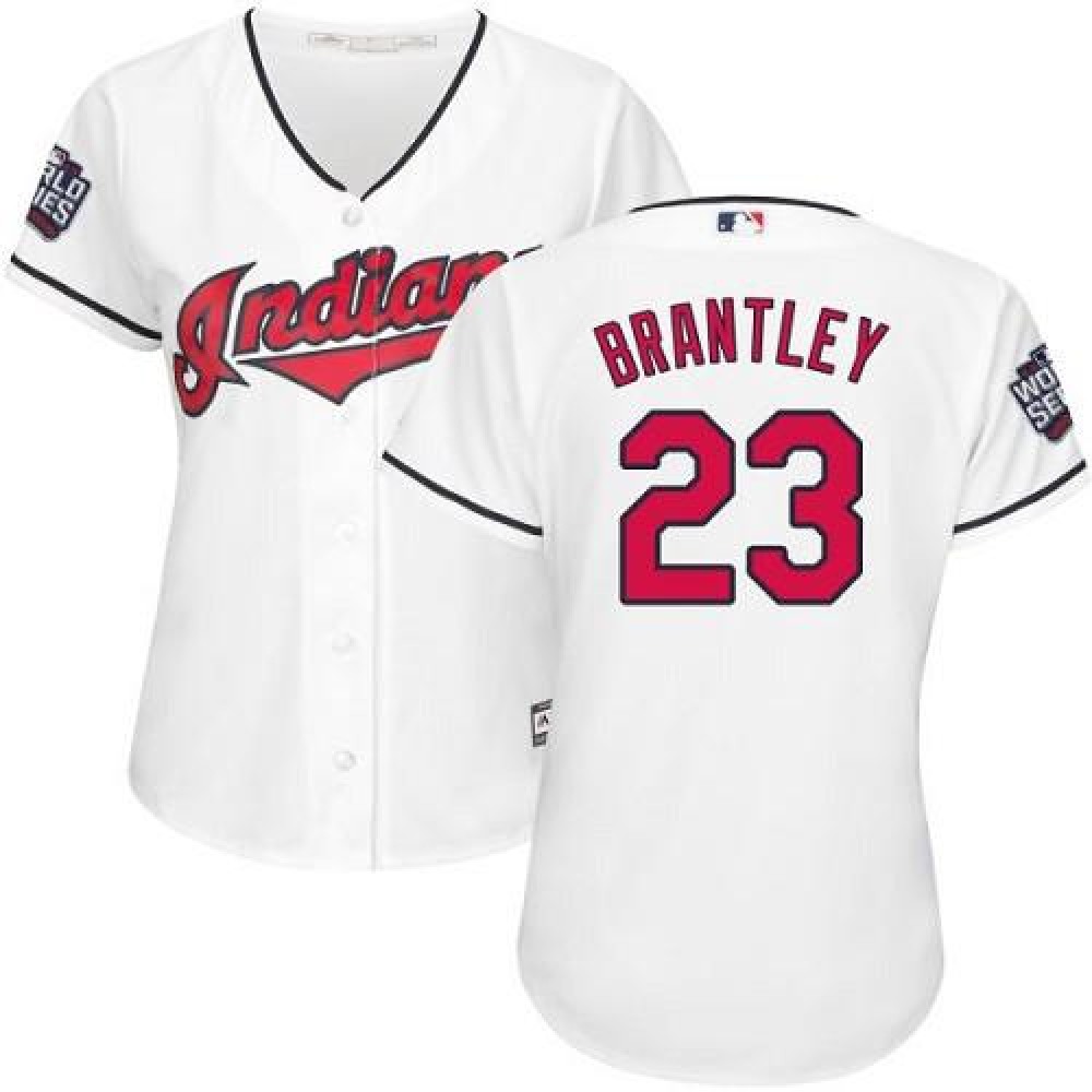 indians #23 Michael Brantley White 2016 World Series Bound Women's Home Stitched MLB Jersey