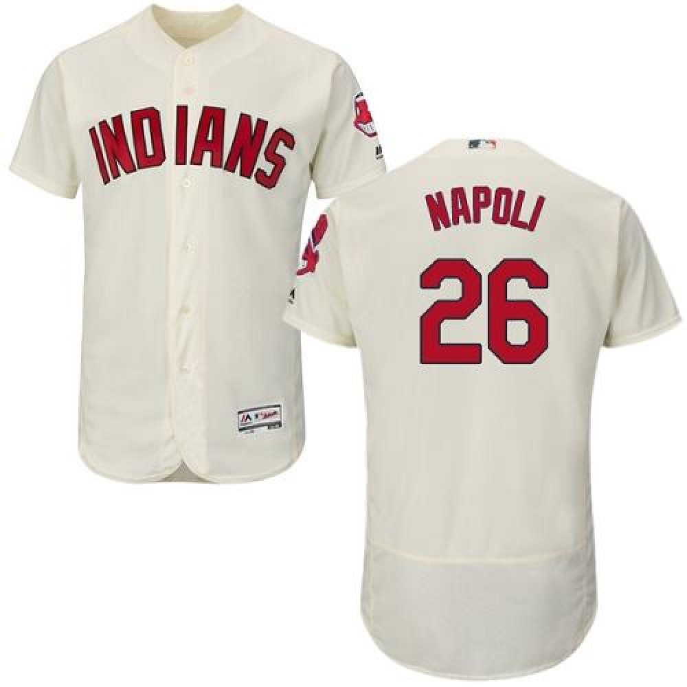 indians #26 Mike Napoli Cream Flexbase Authentic Collection Stitched MLB Jersey