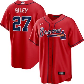 Men's Atlanta Braves #27 Austin Riley Red Home Replica Player Jersey