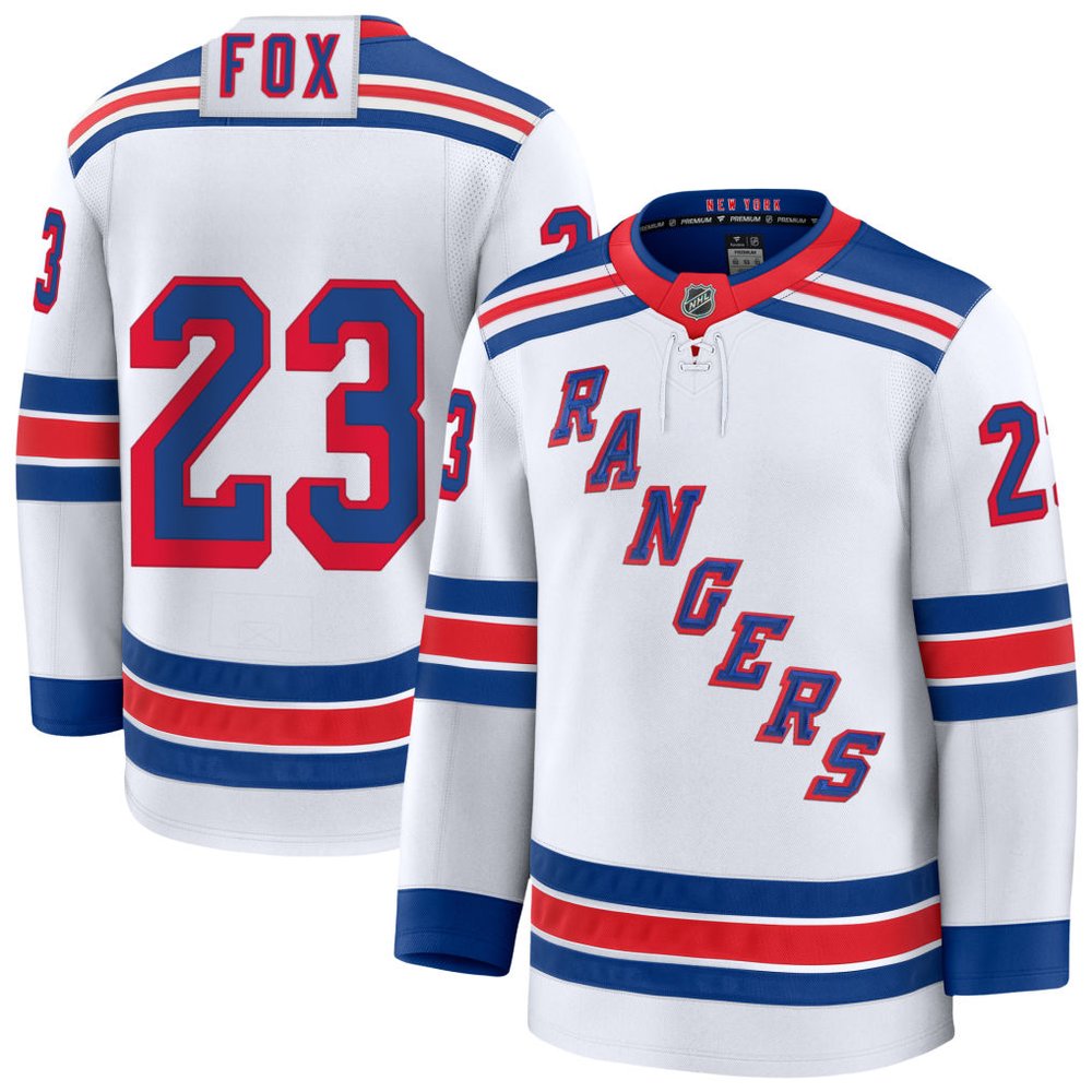 Men's New York Rangers #23 Adam Fox White Away Premium Custom Jersey
