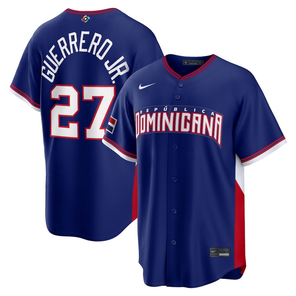Youth Dominican Republic Baseball #27 Vladimir Guerrero Jr. Royal 2026 World Baseball Classic Road Stadium Jersey