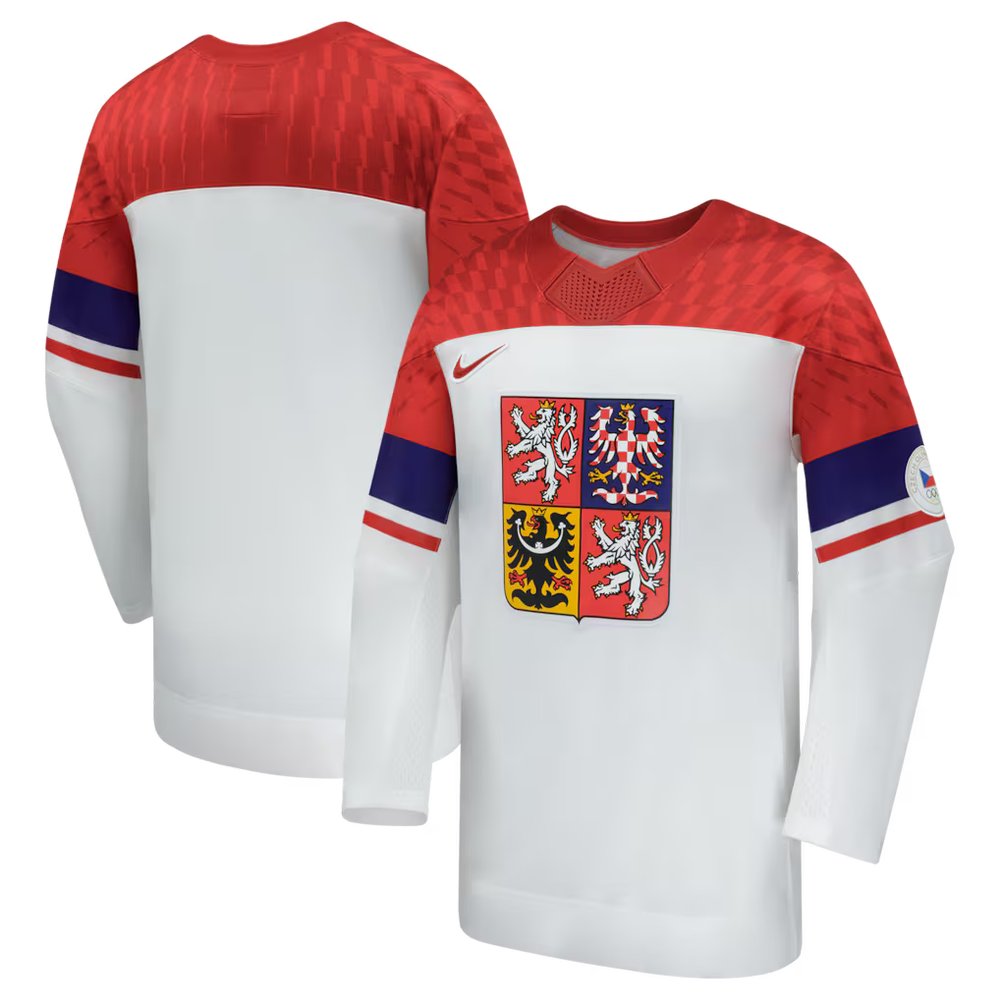 Men's Czech Republic Hockey White 2026 Home Replica Jersey