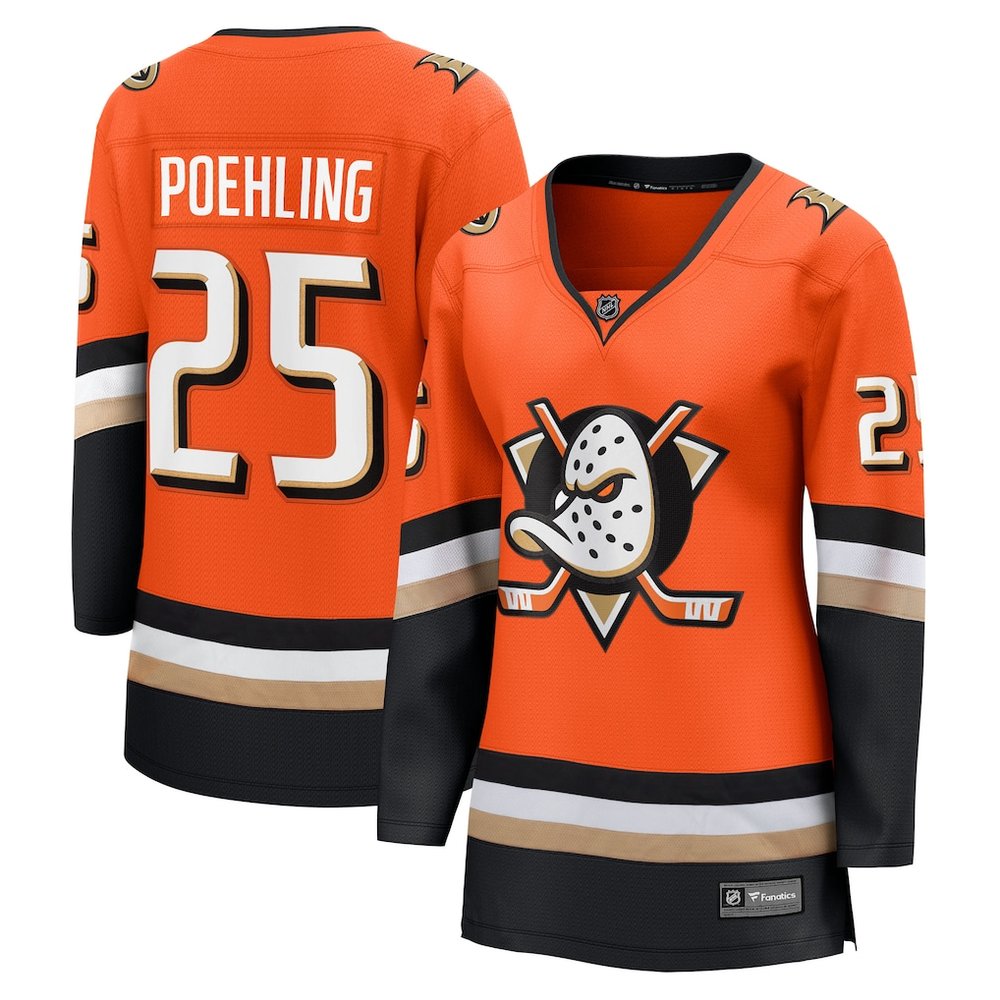Women's Anaheim Ducks #25 Ryan Poehling Orange Home Player Jersey Women's Anaheim Ducks #25 Ryan Poehling Orange Home Player Jersey