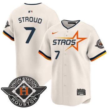 Youth Houston Astros #7 C.J. Stroud Cream 2025 City Connect Limited Stitched Baseball Jersey Youth Houston Astros #7 C.J. Stroud Cream 2025 City Connect Limited Stitched Baseball Jersey
