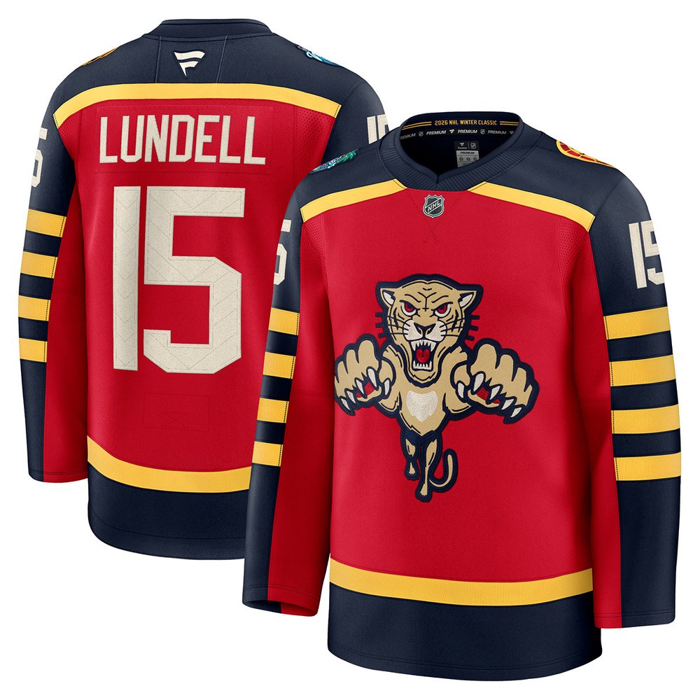 Men's Florida Panthers #15 Anton Lundell Red NHL 2026 Winter Classic Premium Jersey