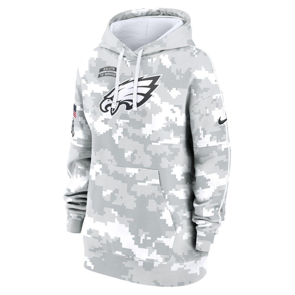 Women's Philadelphia Eagles Arctic Camo 2024 Salute To Service Club Fleece Pullover Hoodie Women's Philadelphia Eagles Arctic Camo 2024 Salute To Service Club Fleece Pullover Hoodie