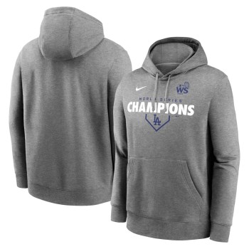 Men's Los Angeles Dodgers Heather Charcoal 2024 World Series Champions Home Plate Lockup Club Pullover Hoodie Men's Los Angeles Dodgers Heather Charcoal 2024 World Series Champions Home Plate Lockup Club Pullover Hoodie