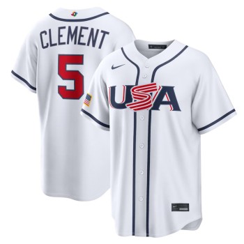 Men's USA Baseball #5 Ernie Clement White 2026 World Baseball Classic Home Stadium Jersey
