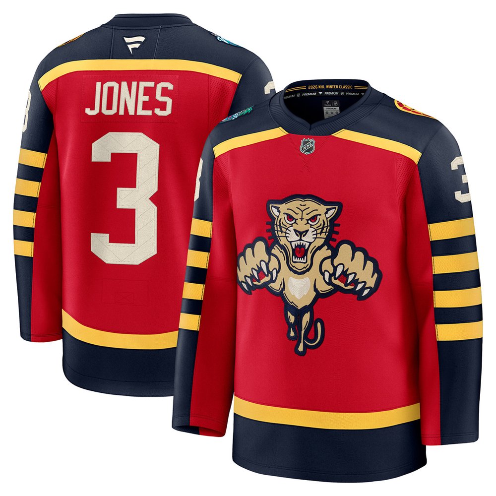 Men's Florida Panthers #3 Seth Jones Red NHL 2026 Winter Classic Premium Jersey