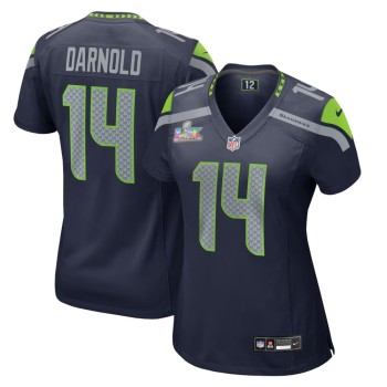 Women's Seattle Seahawks #14 Sam Darnold College Navy Super Bowl LX Patch Game Jersey Women's Seattle Seahawks #14 Sam Darnold College Navy Super Bowl LX Patch Game Jersey