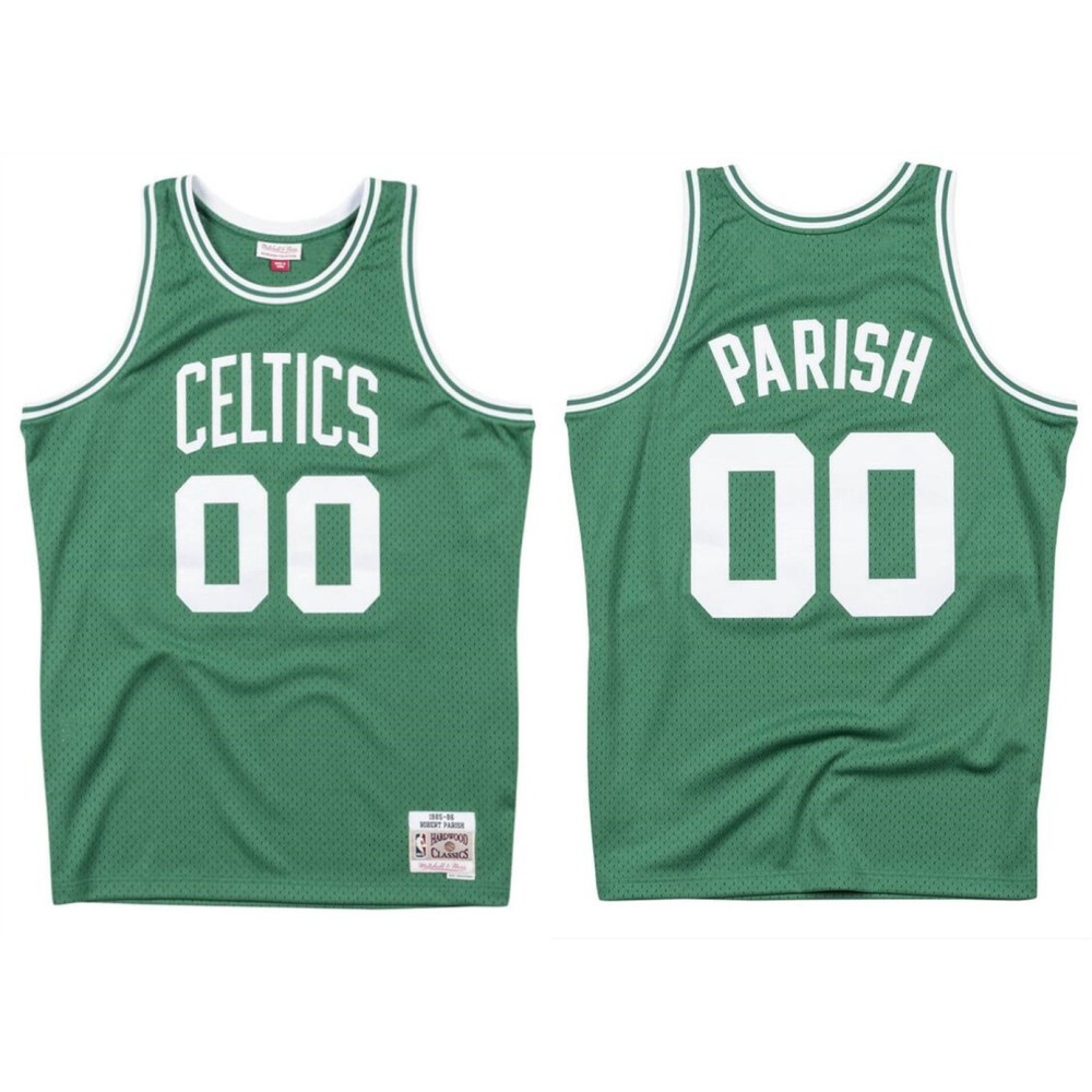 Men's Boston Celtics #00 Robert Parish Green 1985-86 Throwback Stitched Jersey