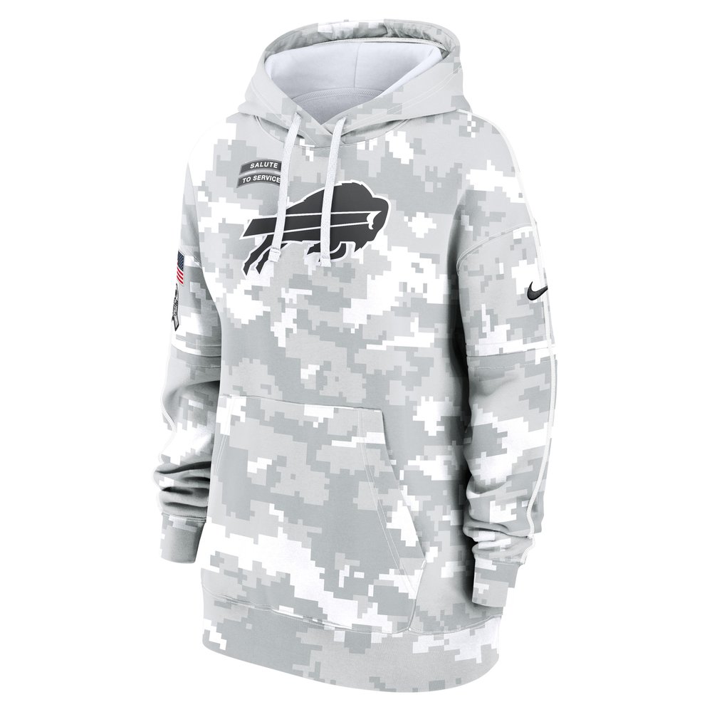 Women's Buffalo Bills Arctic Camo 2024 Salute To Service Club Fleece Pullover Hoodie Women's Buffalo Bills Arctic Camo 2024 Salute To Service Club Fleece Pullover Hoodie