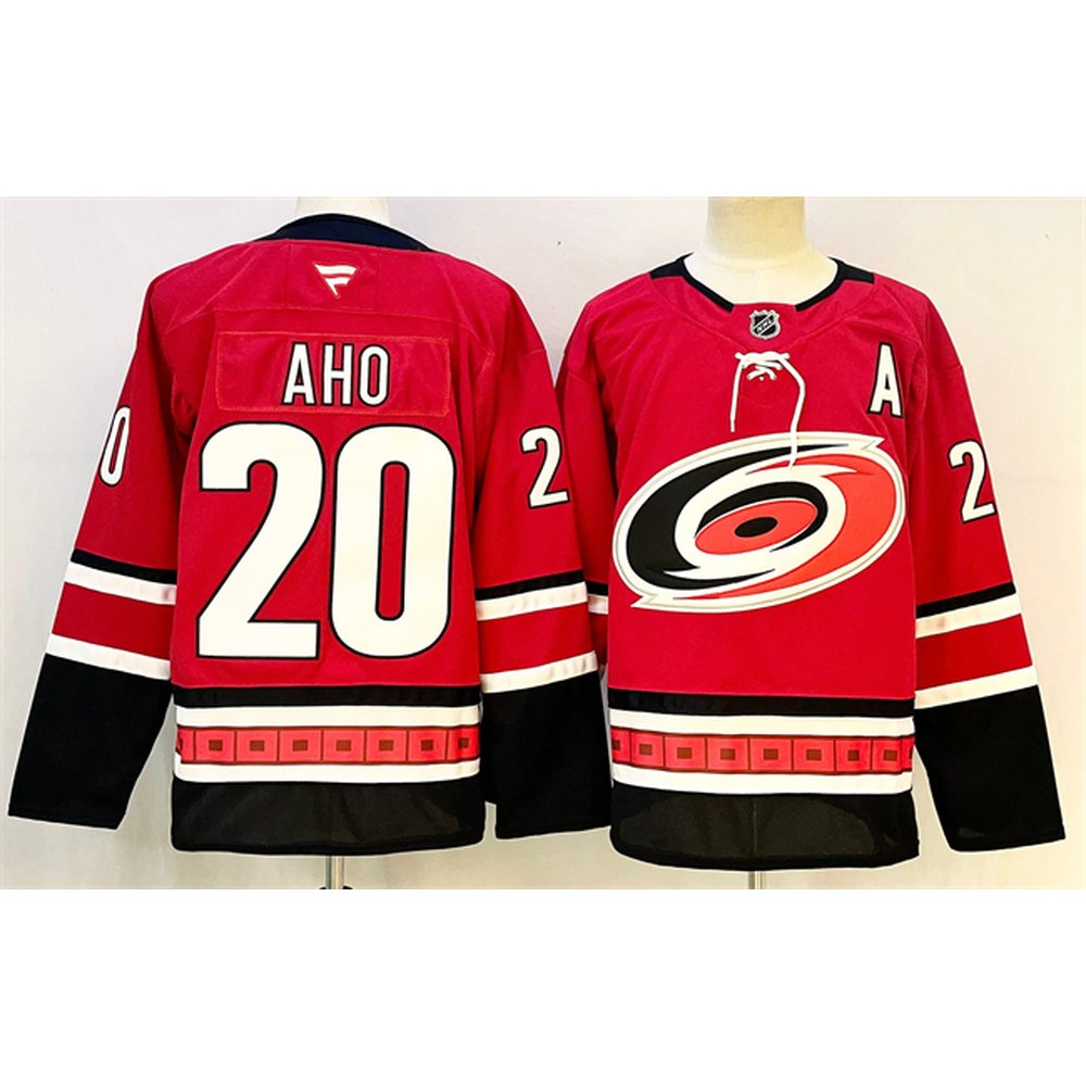 Youth Carolina Hurricanes #20 Sebastian Aho Red 2024-25 With A Patch Home Stitched Hockey Jersey