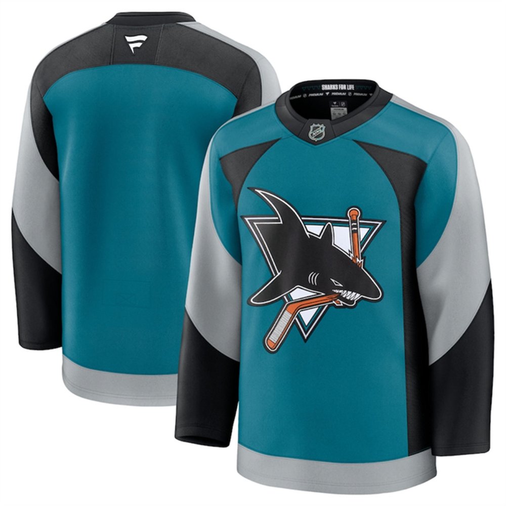 Men's San Jose Sharks Blank Teal 2025 Alternate Stitched Hockey Premium Jersey Men's San Jose Sharks Blank Teal 2025 Alternate Stitched Hockey Premium Jersey