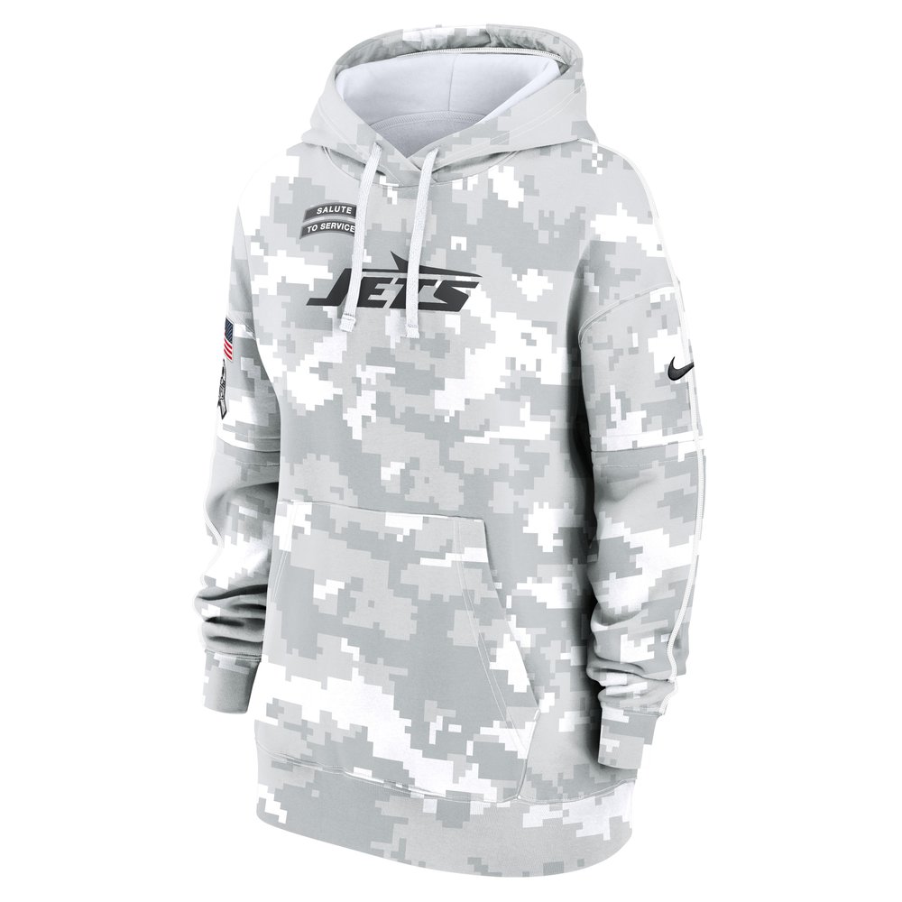 Women's New York Jets Arctic Camo 2024 Salute To Service Club Fleece Pullover Hoodie Women's New York Jets Arctic Camo 2024 Salute To Service Club Fleece Pullover Hoodie