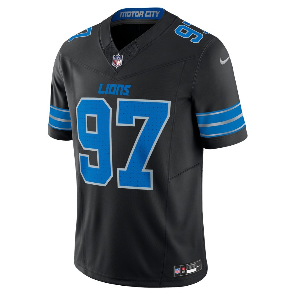 Men's Detroit Lions #97 Aidan Hutchinson Black 2nd Alternate Vapor F.U.S.E. Limited Jersey Men's Detroit Lions #97 Aidan Hutchinson Black 2nd Alternate Vapor F.U.S.E. Limited Jersey