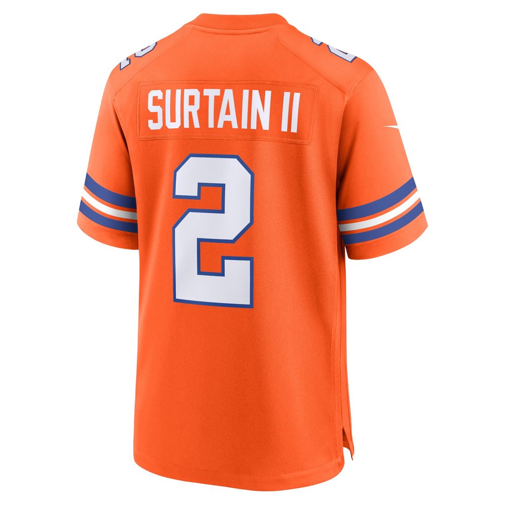 Men's Denver Broncos Patrick Surtain II Orange Mile High Collection 1977 Throwback Player Game Jersey Men's Denver Broncos Patrick Surtain II Orange Mile High Collection 1977 Throwback Player Game Jersey