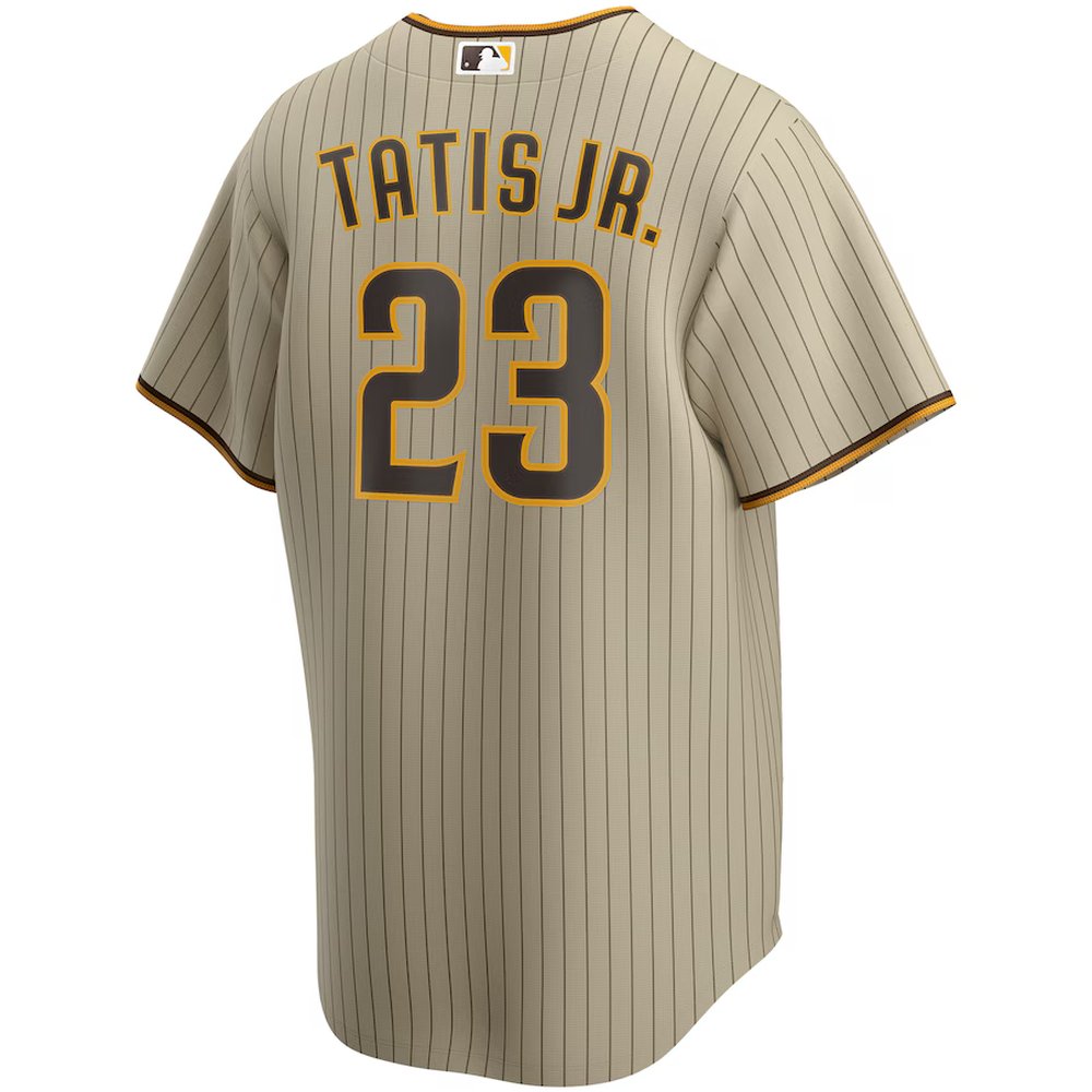 Men's San Diego Padres #23 Fernando Tatis Jr. Nike Tan Alternate Replica Player Jersey Men's San Diego Padres #23 Fernando Tatis Jr. Nike Tan Alternate Replica Player Jersey