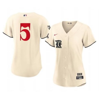 Women's Texas Rangers #5 Corey Seager Cream 2023 City Connect Stitched Baseball Jersey(Run Small) Women's Texas Rangers #5 Corey Seager Cream 2023 City Connect Stitched Baseball Jersey(Run Small)