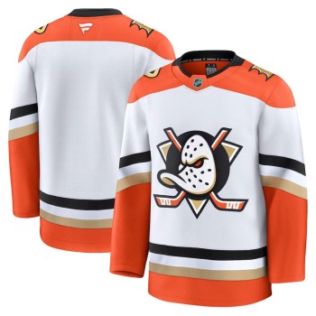 Men's Anaheim Ducks White Away Premium Jersey Men's Anaheim Ducks White Away Premium Jersey