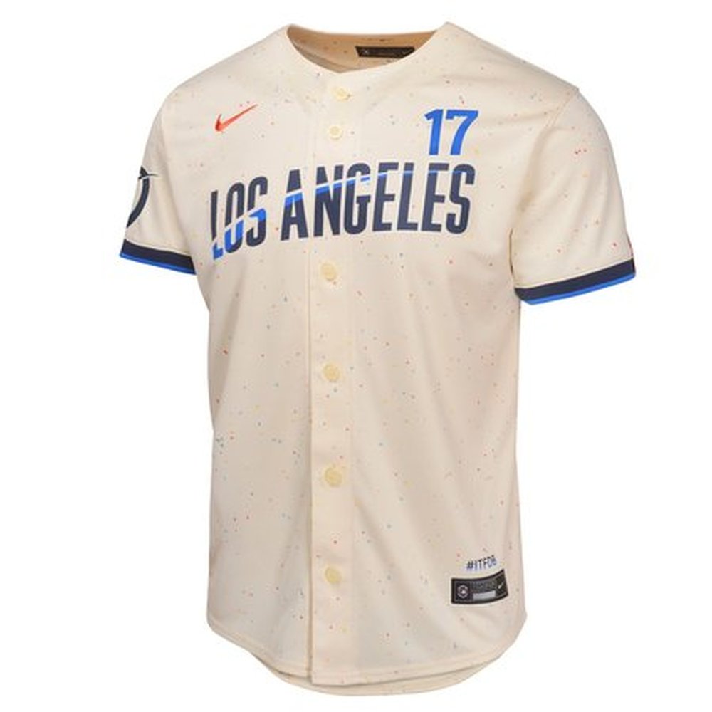 Youth Los Angeles Dodgers #17 Shohei Ohtani Cream 2024 City Connect Limited Player Jersey