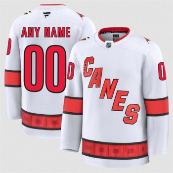 Youth Carolina Hurricanes Custom White 2024-25 Away Stitched Hockey Jersey Youth Carolina Hurricanes Custom White 2024-25 Away Stitched Hockey Jersey