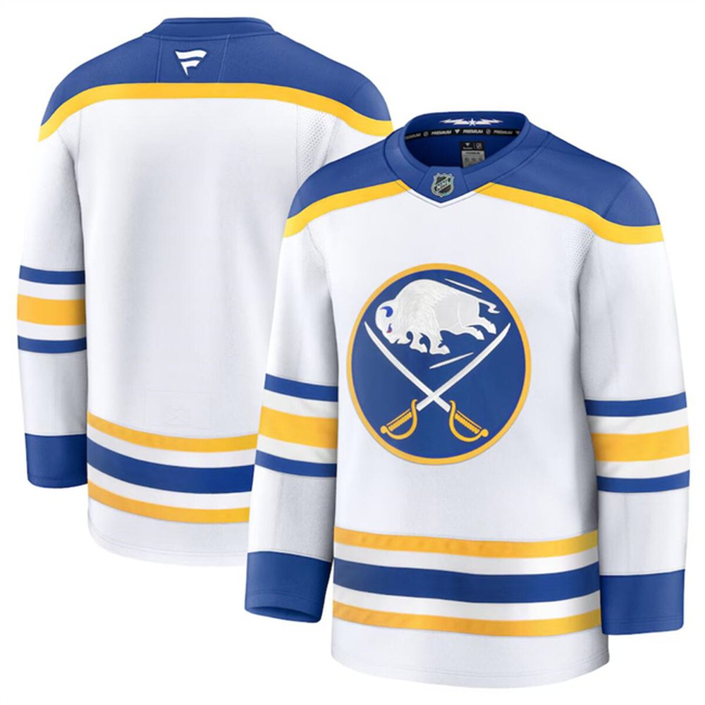 Men's Buffalo Sabres Blank White 2024-25 Away Stitched Hockey Premium Jersey