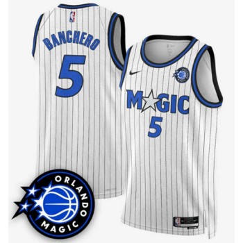 Men's Orlando Magic #5 Paolo Banchero White 2025 New Generation Of Magic Stitched Basketball Jersey Men's Orlando Magic #5 Paolo Banchero White 2025 New Generation Of Magic Stitched Basketball Jersey