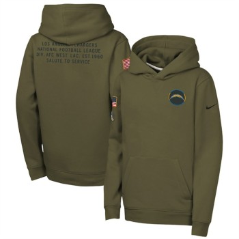 Youth Los Angeles Chargers Olive 2025 Salute to Service Club Fleece Hoodie Youth Los Angeles Chargers Olive 2025 Salute to Service Club Fleece Hoodie