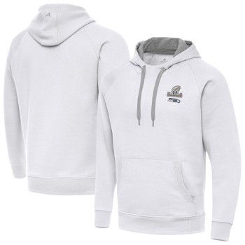 Men's Seattle Seahawks Antigua White 2025 NFC Champions Victory Hoodie Men's Seattle Seahawks Antigua White 2025 NFC Champions Victory Hoodie