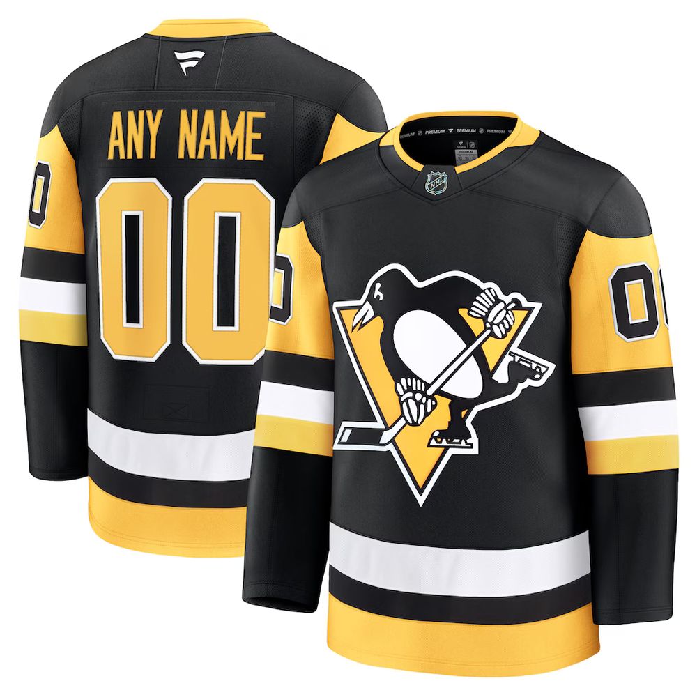 Youth Pittsburgh Penguins Black Home Custom Jersey