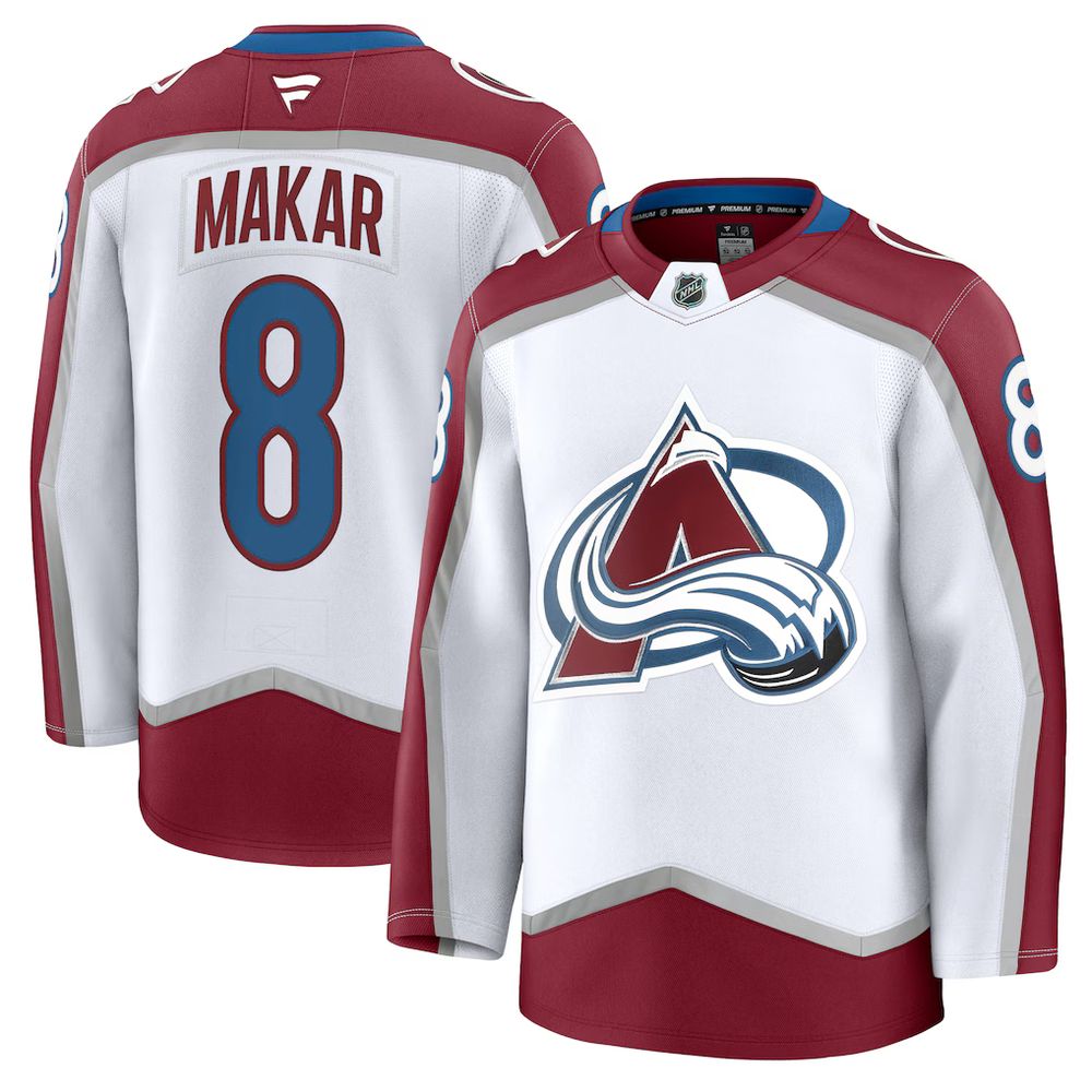 Men's Colorado Avalanche #8 Cale Makar White Away Premium Jersey