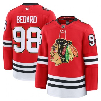 Men's Chicago Blackhawks #98 Connor Bedard Red Centennial Premium Player Jersey
