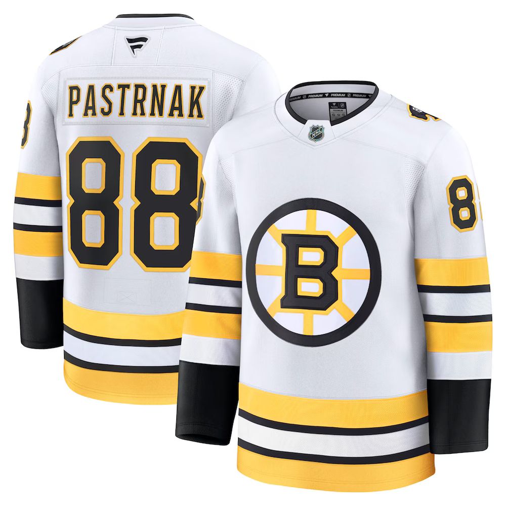 Men's Boston Bruins #88 David Pastrnak White Away Premium Player Jersey Men's Boston Bruins #88 David Pastrnak White Away Premium Player Jersey