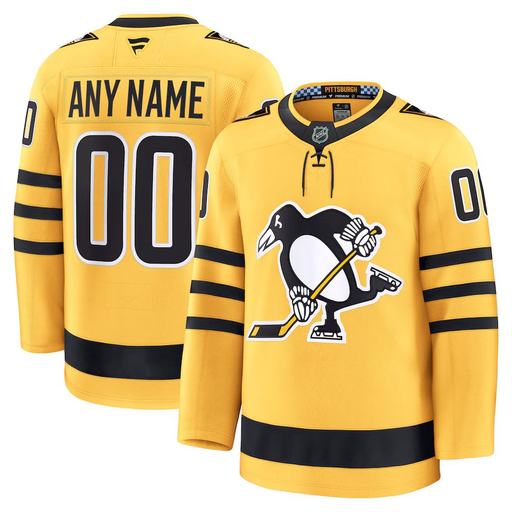 Youth Pittsburgh Penguins Gold Alternate Custom Jersey Youth Pittsburgh Penguins Gold Alternate Custom Jersey
