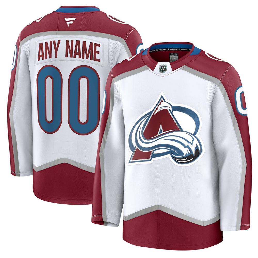 Youth Colorado Avalanche White Away Custom Jersey