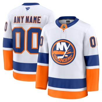 Men's New York Islanders White Away Premium Custom Jersey Men's New York Islanders White Away Premium Custom Jersey