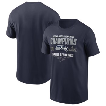 Men's Seattle Seahawks Nike College Navy 2025 NFC Champions Team Nation T-Shirt Men's Seattle Seahawks Nike College Navy 2025 NFC Champions Team Nation T-Shirt