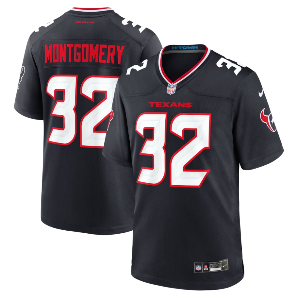 Men's Houston Texans #32 David Montgomery Navy Game Jersey Men's Houston Texans #32 David Montgomery Navy Game Jersey