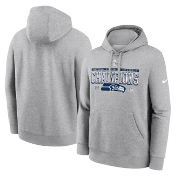 Men's Seattle Seahawks Nike Heather Gray 2025 NFC Champions Locker Room Trophy Collection Hoodie
