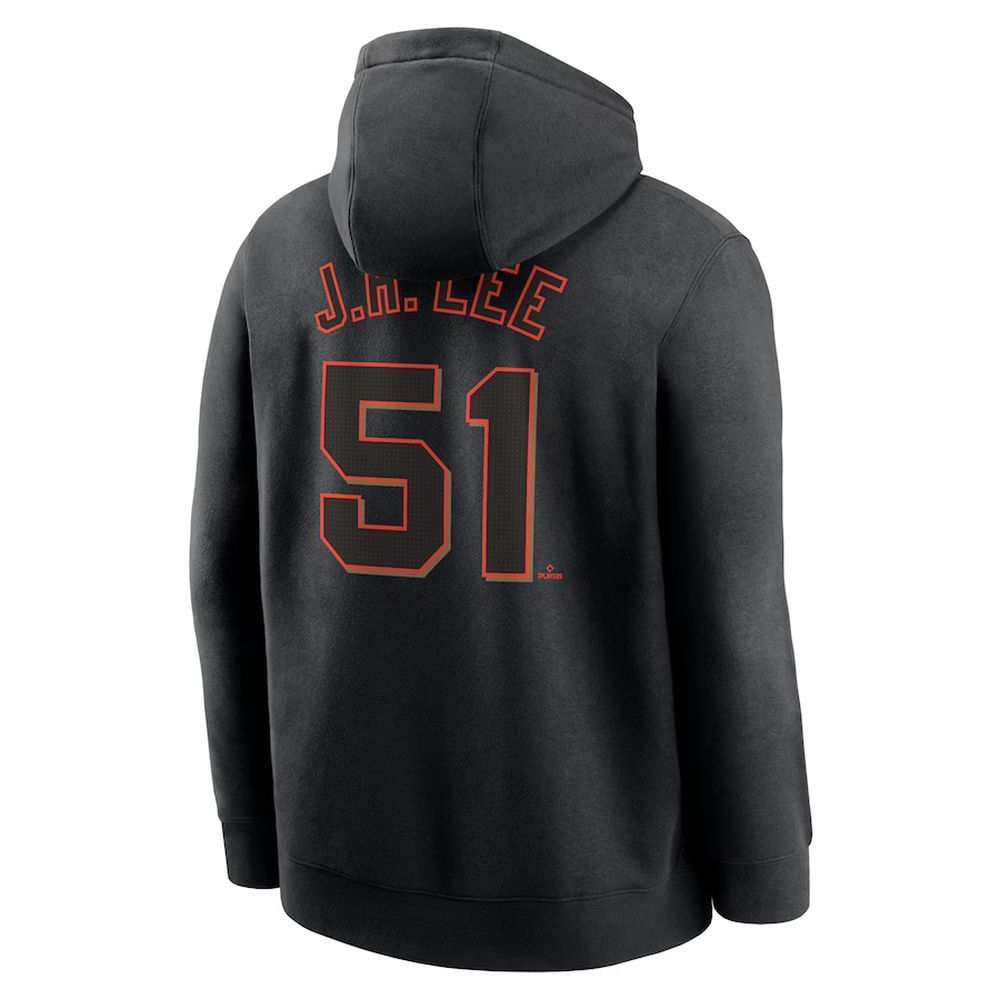 Men's San Francisco Giants #51 Jung Hoo Lee Nike Black Player Name & Number Club Pullover Hoodie Men's San Francisco Giants #51 Jung Hoo Lee Nike Black Player Name & Number Club Pullover Hoodie