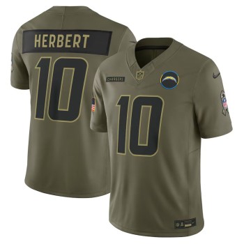 Men's Los Angeles Chargers #10 Justin Herbert Nike Olive 2025 Salute to Service Limited Jersey Men's Los Angeles Chargers #10 Justin Herbert Nike Olive 2025 Salute to Service Limited Jersey