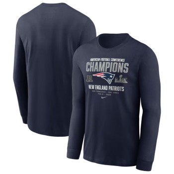Men's New England Patriots Nike Navy 2025 AFC Champions Team Nation Long Sleeve T-Shirt
