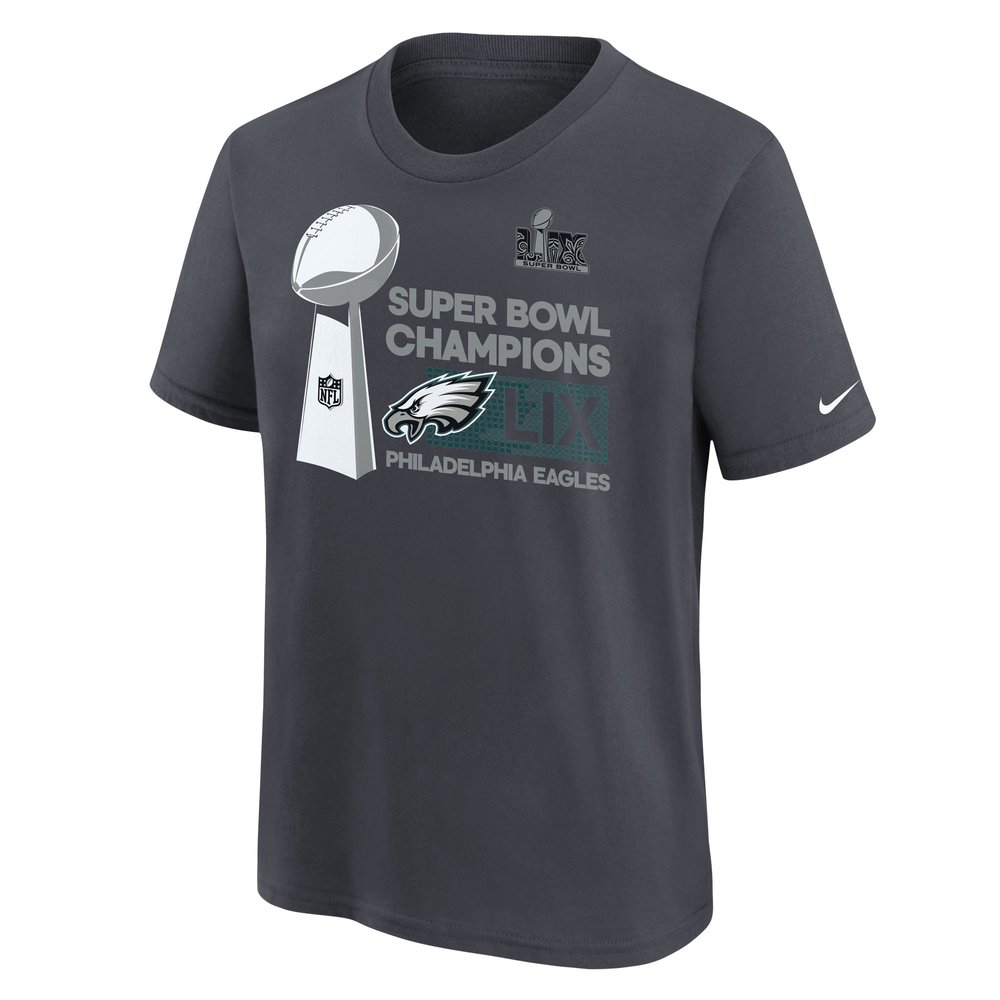 Youth Philadelphia Eagles  Anthracite Super Bowl LIX Champions Locker Room Trophy Collection T-Shirt Youth Philadelphia Eagles  Anthracite Super Bowl LIX Champions Locker Room Trophy Collection T-Shirt