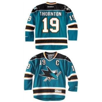 Men's San Jose Sharks #19 JOE THORNTON Teal Throwback Stitched Hockey Premium Jersey Men's San Jose Sharks #19 JOE THORNTON Teal Throwback Stitched Hockey Premium Jersey
