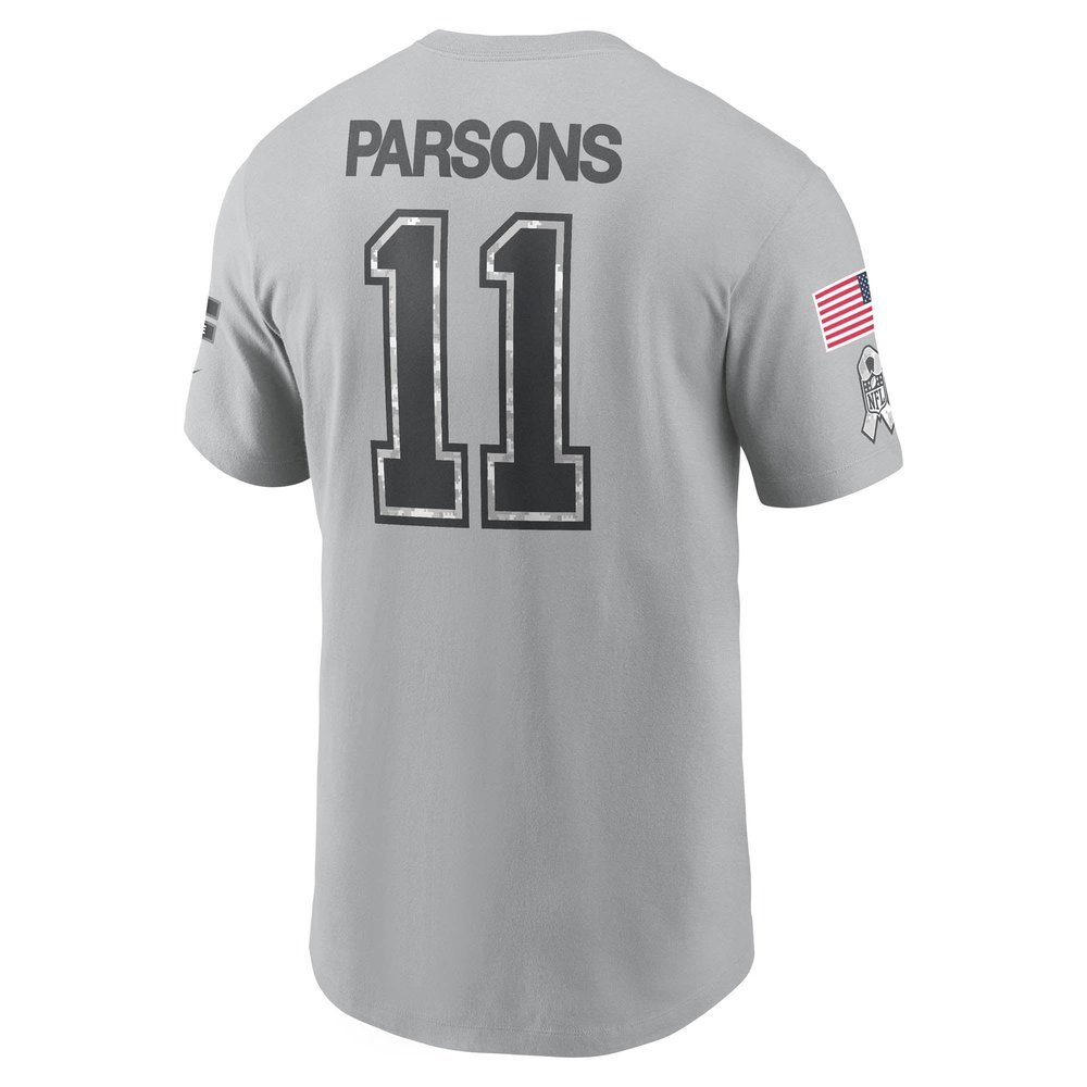 Men's Dallas Cowboys Micah Parsons Gray 2024 Salute To Service Name & Number T-Shirt