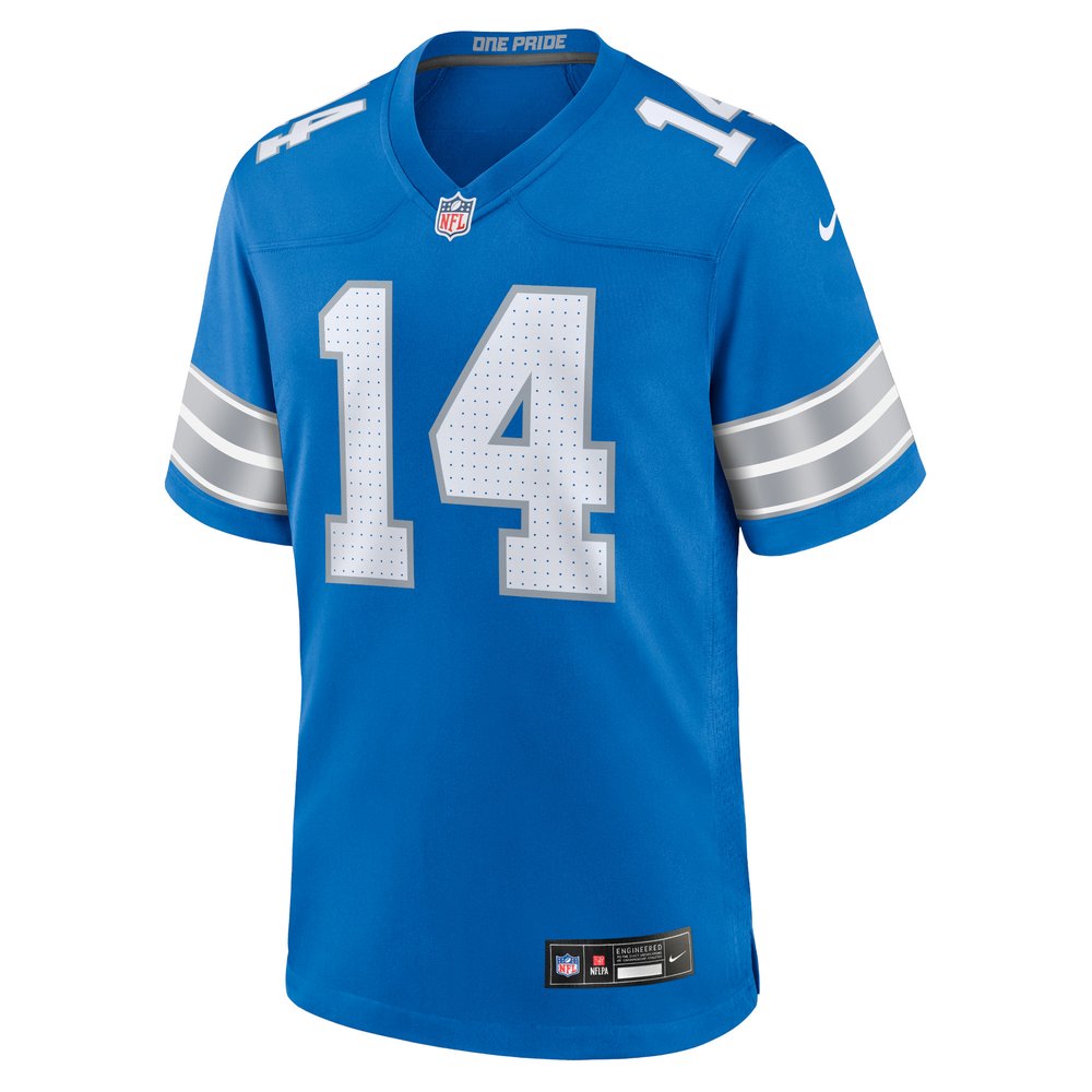 Men's Detroit Lions #14 Amon-Ra St. Brown Blue Game Jersey Men's Detroit Lions #14 Amon-Ra St. Brown Blue Game Jersey