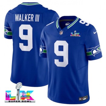 Men's Seattle Seahawks #9 Kenneth Walker III Royal Super Bowl LX F.U.S.E. Vapor Limited Stitched Football Jersey Men's Seattle Seahawks #9 Kenneth Walker III Royal Super Bowl LX F.U.S.E. Vapor Limited Stitched Football Jersey
